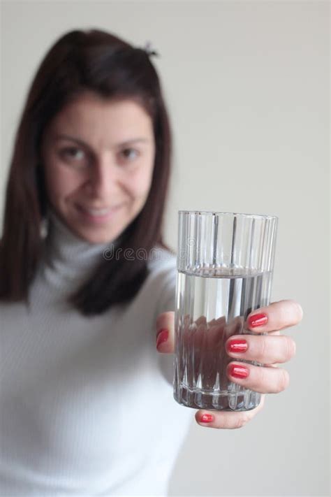 Young Woman Holding Glass Of Mineral Water Stock Image Image Of