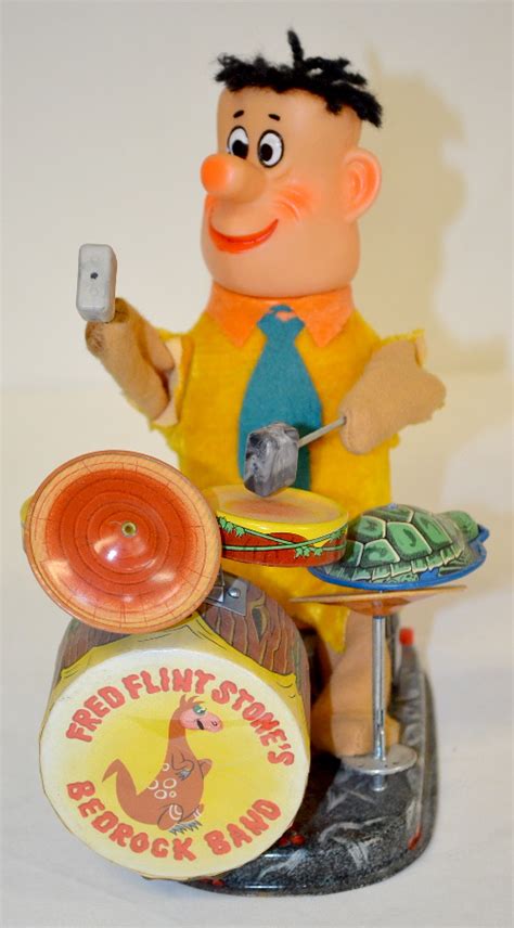 Vintage Battery Operated Alps Fred Flintstone Drummer Toy M