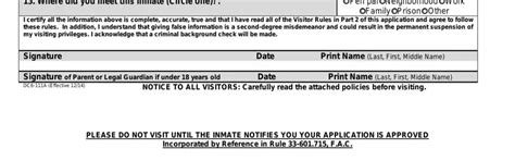 Department Of Corrections Visitation S Florida Pdf Form Formspal