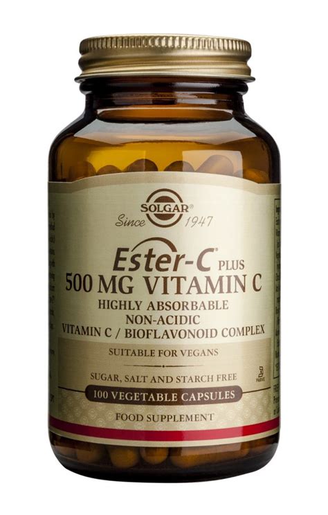 Ester C® Plus 500 Mg Vitamin C 100 Vegetable Capsules Vitascan