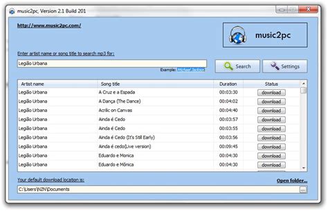 O site é dividido em três seções principais. music2pc Download para Windows Grátis
