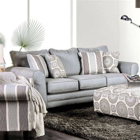 Gold And Gray Fabric Sofa Viscontti Sm2201 Sf Furniture Of America