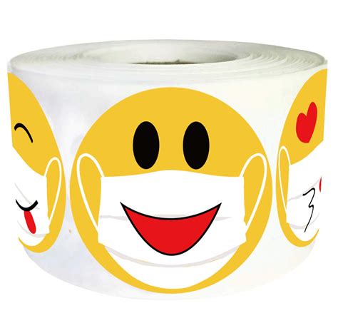 2 inch smiley face mask stickers yellow happy face labels 500 pcs smiley face stickers roll