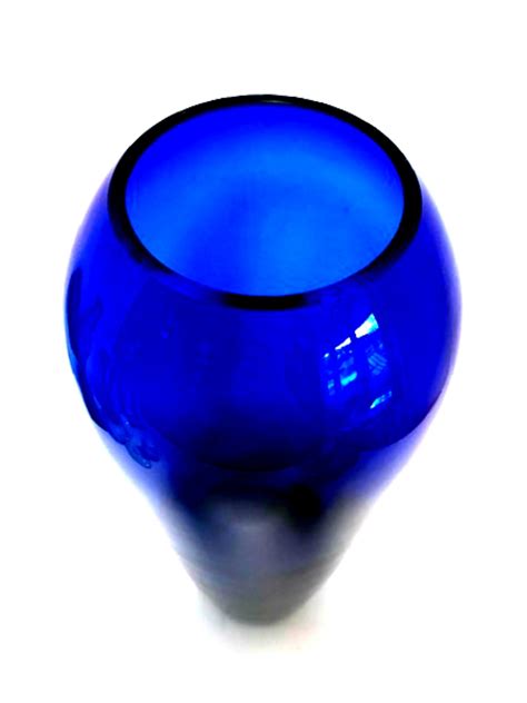 Cobalt Blue Art Glass Vase Heavy With Clear Base 13 5 Etsy