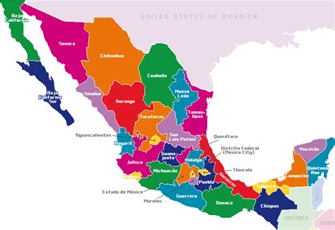 Mapa De Mexico Mapa Detalhado Politico Novo Estados Individuais Images