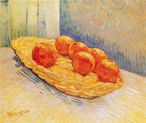 Still Life With Basket And Six Oranges Painting Vincent Van Gogh Oil