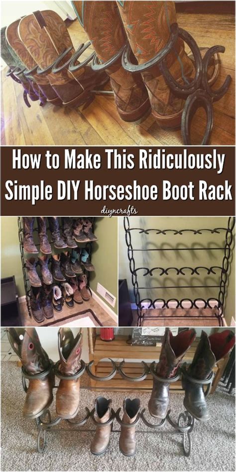 A plain cowboy boot is a rare thing. This DIY Horseshoe Boot Rack Is Ridiculously Simple to ...
