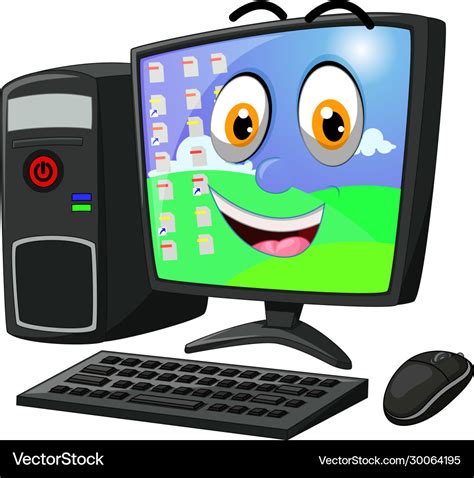 Laughing New Modern Desktop Computer Cartoon Vector Image