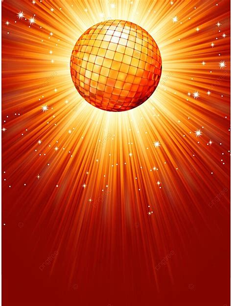 Sparkling Orange Red Disco Ball Eps 8 Burst Seventies Clubbing Vector