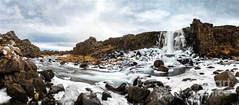The Famous Oxararfoss In Icelands Thingvellir National