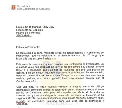 Las Faltas De Ortografía De La Contundente Carta De Carles Puigdemont A