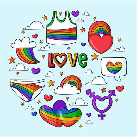 Free Vector Pride Month Hand Drawn Lgbt Element Collection