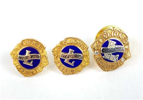 Lot 3 Vintage 10k Gold Lions Club Pins