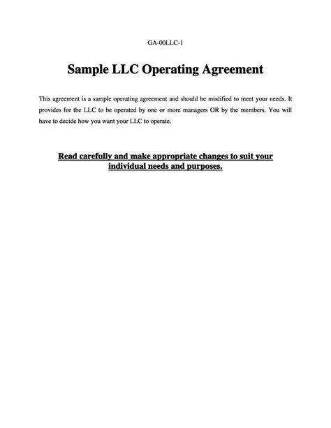 Operating Agreement Template Georgia