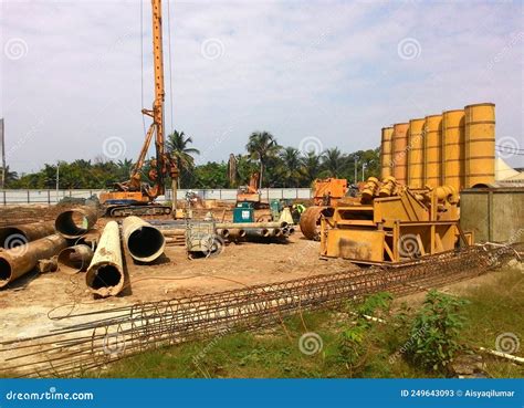 Bore Pile Driving Work By Bore Pile Rig At The Construction Site