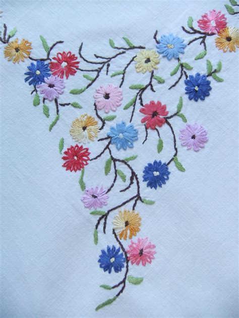Sale Vintage Swedish Tablecloth With Colorful Embroidered Etsy Hand