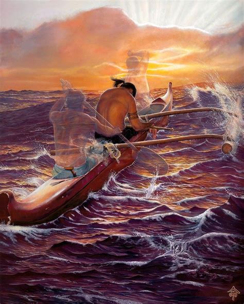 Leohone Canoe Paddler He Noho Kou I Kou Waa A Painting Depicting