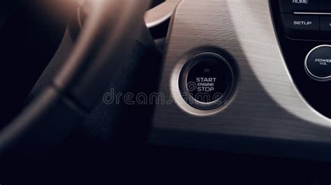 Car Start Stop Engine Button Of A Modern Car In The Interior Stock