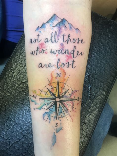 Not All Those Who Wander Are Lost Watercolor Compass Tattoo Map Tattoos Travel Tattoo