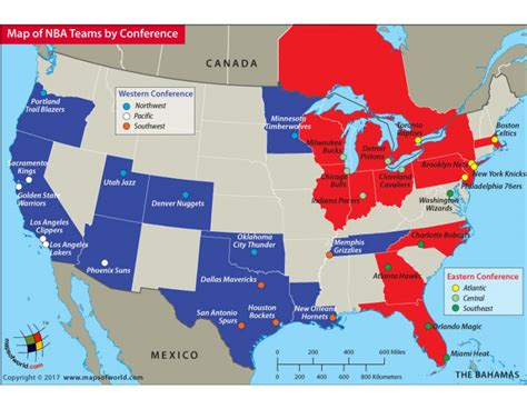Nba Teams On Usa Map United States Map