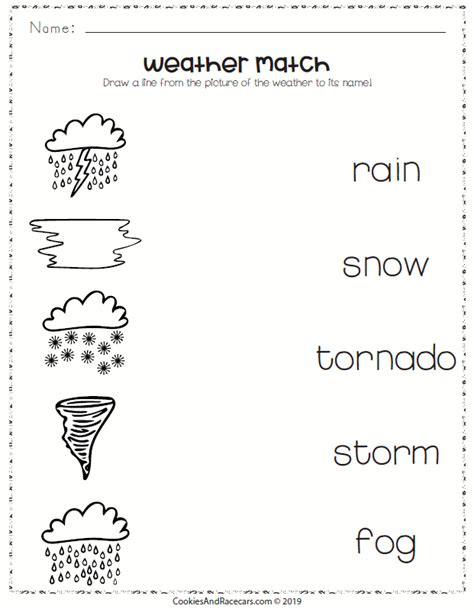 Weather Worksheet Pack Includes This Matching Plus 8 More Free