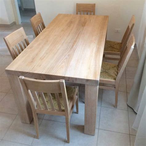 Dining Table In Solid Ash Wood Made In Italy