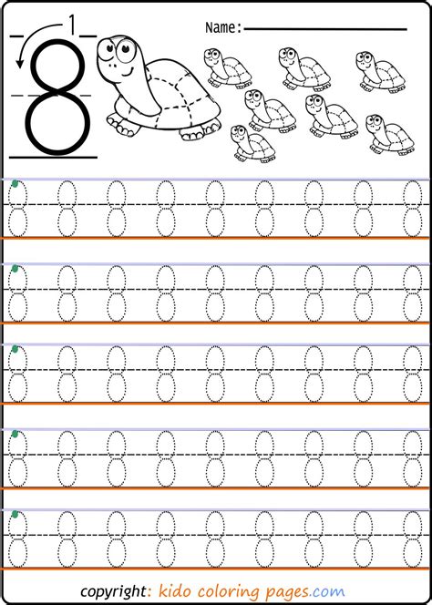 Number 8 Tracing Worksheets For Kindergarten Kids Coloring Pages