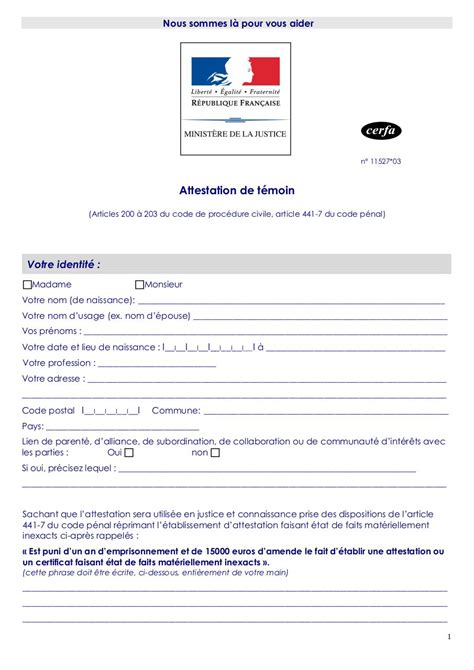 Attestation Sur Lhonneur Cerfa Images And Photos Finder