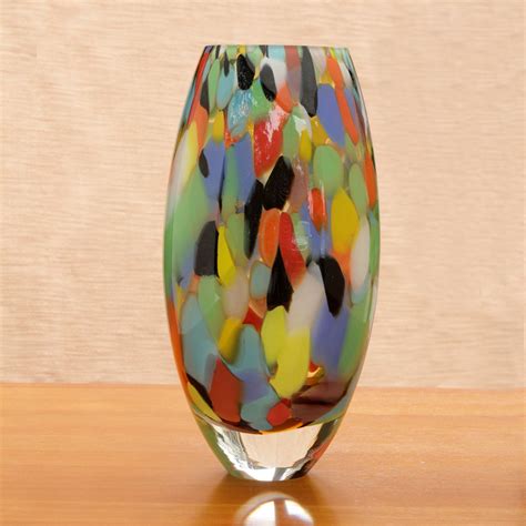Unicef Market Murano Inspired Modern Hand Blown Glass Vase Carnival Confetti