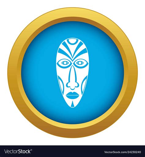 African Mask Icon Blue Isolated Royalty Free Vector Image
