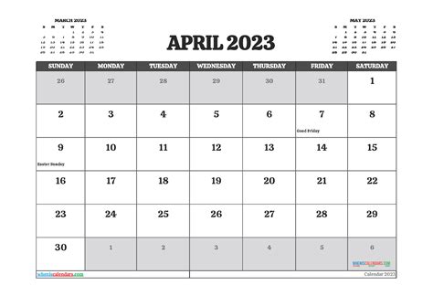 Free Printable Calendar 2023 April Pdf And Image