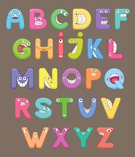 Funny Colorful Cartoon Alphabet Alphabetical Letters Abc For Children