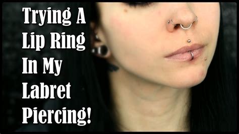 Trying A Lip Ring In My Labret Piercing First Time Youtube