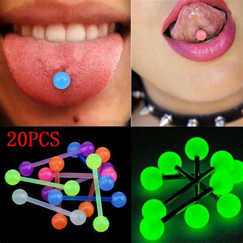 body jewelry details about 10pcs glow in the dark luminous barbell lip tongue rings body