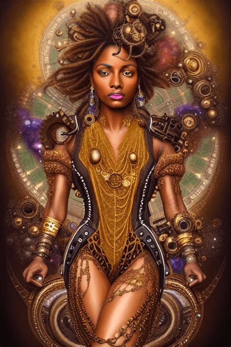 Majestic Steampunk Brown Skin Woman 3d Art · Creative Fabrica