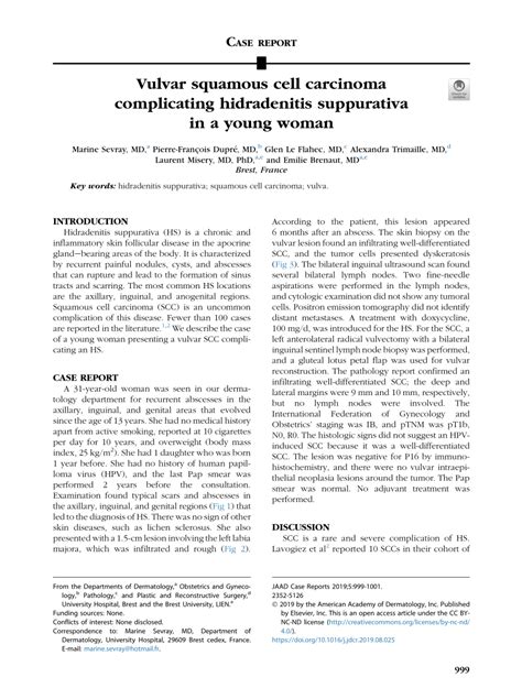 Pdf Vulvar Squamous Cell Carcinoma Complicating Hidradenitis