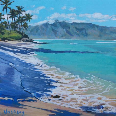 Acrylic Painting 6 X 6 Stable Road Beach Maui Tropical Beach