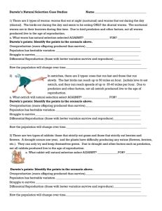 Worms that eat at night (nocturnal). Darwin's Natural Selection Worksheet