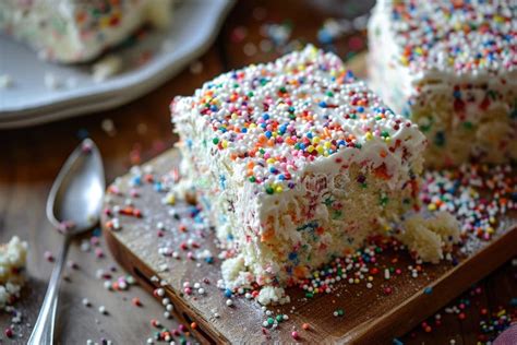 Confetti Snack Cake With Sprinkles And Frosting Stock Illustration