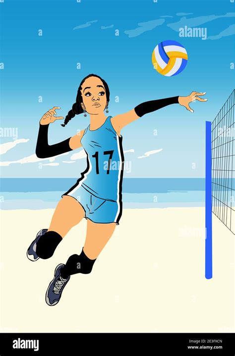 Girl Playing Volleyball Illustration Volleyball Girl Character Stock Vector Image And Art Alamy