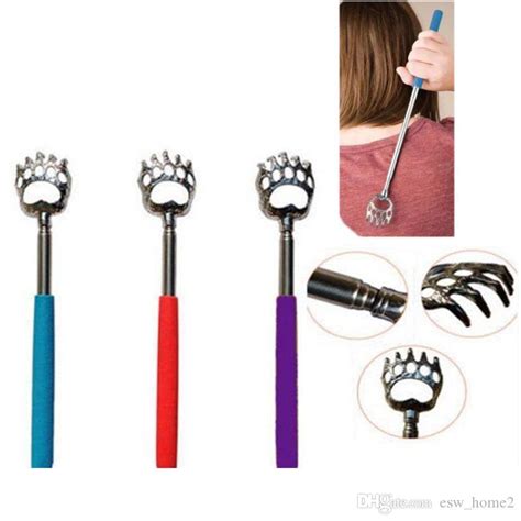 Stainless Clip Back Scratcher Practical Handy Telescopic Scratching Massage Kit Bear Claw Itch