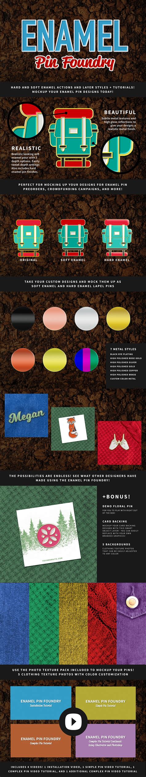 The Enamel Pin Foundry Photoshop Toolkit Has Actions And Layer Styles