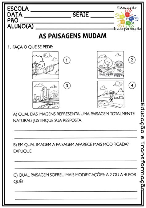 Atividades De Geografia 3 Ano Paisagem Natural E Modificada Educa