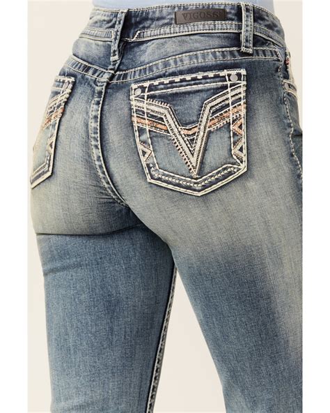 Vigoss Womens Mid Straight Vintage V Pocket Denim Jeans Boot Barn