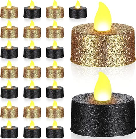 24 Packs Valentines Day Glitter Battery Tea Lights