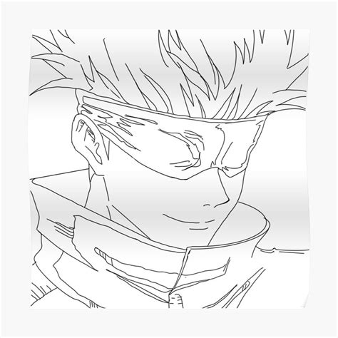 Gojo Satoru Smiling Coloring Page Anime Coloring Pages