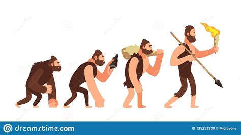 Theory Of Human Evolution Man Development Stages Stock Vector