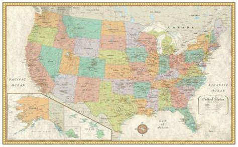 United States Map Laminated Ebay