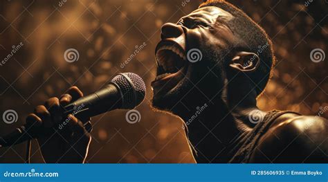 African Man Sings In Karaoke Generative Ai Stock Image Image Of