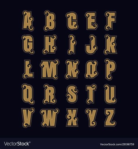 Set Alphabet Letters Vintage Design Royalty Free Vector